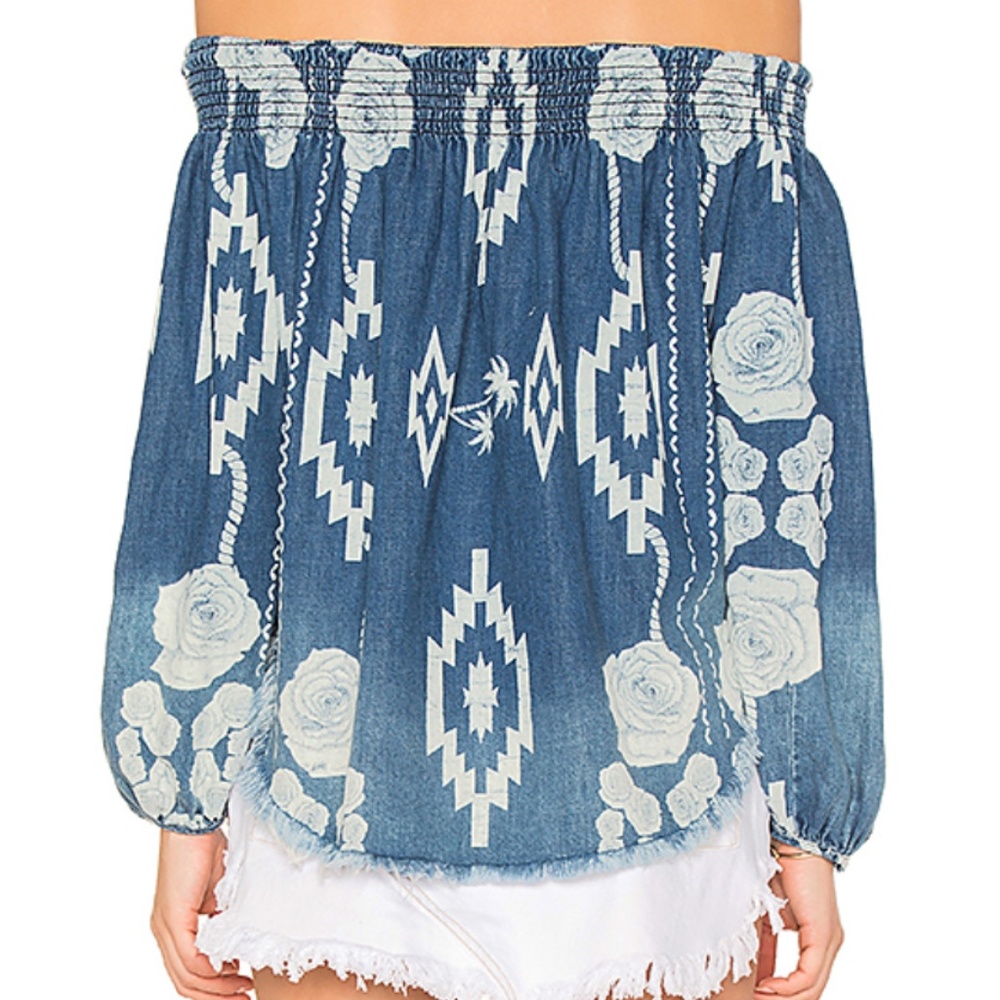 One Teaspoon Denim Off The Shoulder Top - Picture 4 of 5